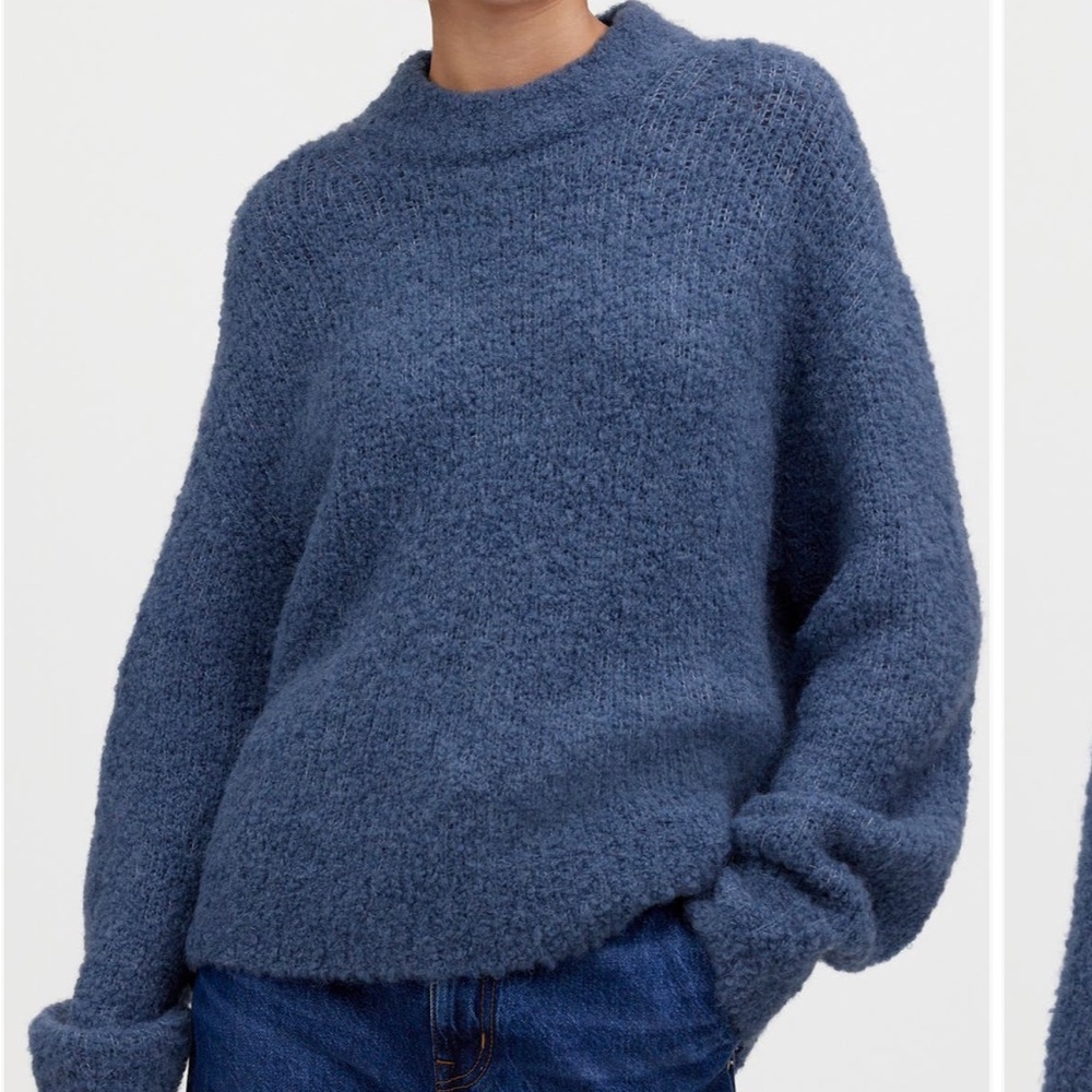 Madewell boucle knit oversized wool-alpaca oversized sweater blue small NWT